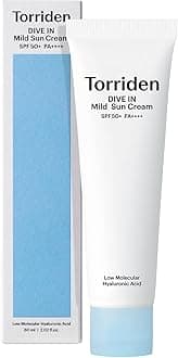 Dive In Mild Sun Cream SPF 50+ PA++++ (60ml) | Korean Mineral Sunscreen with Hyaluronic Acid & Zinc Oxide | Lightweight, Non Greasy, Broad Spectrum UV Protection | For Sensitive Skin