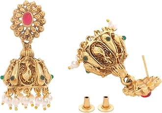 Yellow Chimes Gold Plated Temple Jewellery Set for Girls and Women