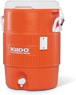 5 Gallon Portable Sports Cooler Water Beverage Dispenser with Flat Seat Lid, Insulated Beverage Dispenser, Orange/White