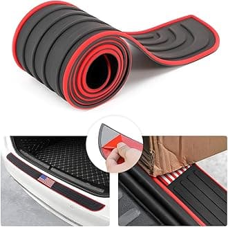 Car Rear Bumper Protector Guard, American Flag Anti-Scratch Door Entry Sill Guard, Non-Slip Rubber Vehicle Trim Cover Protection Strip, Car Accessories for Most Cars (Red Edge/Red Flag/35.4"x2.7")