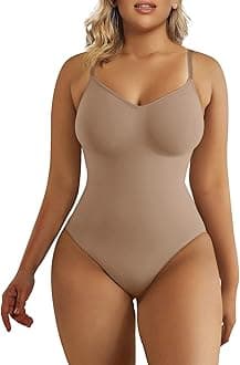 SHAPERX Women's Seamless Shapewear Bodysuit Tummy Control Body Shaper Waist Defining Body Suit