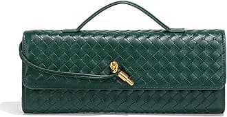 Woven Handbag for Women Fashion Evening Shoulder Bag PU Leather Handmade Clutch Purse Casual Crossbody Bags 2024