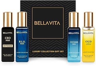 Bellavita Luxury Men's Luxury Perfume Gift Set with Gold Oud,OCEAN, B.L.U., & CEO Man Intense | 80ml | Perfume for Men and Women | Lavender, Bergamot, and Caramel Notes | Long Lasting Unisex Fragrance | Gift Set, Premium, Perfume Set, Perfume Gift