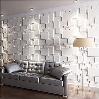 Art3d 3D Wall Panels for Interior Wall Decoration Brick Design Pack of 6 Tiles 32 Sq Ft (Plant Fiber) - White Matt Brick
