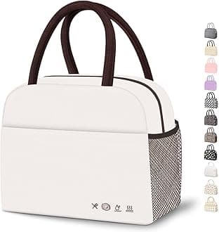 DALINDA Lunch Bag Lunch Box for Women Men Reusable Insulated Lunch Tote Bag, Handbags Case High Capacity for Travel Work Picnic,white
