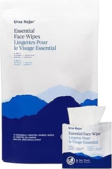 Ursa Major Essential Face Wipes | Natural, Biodegradable, Cruelty-Free | Cleanse, Exfoliate, Soothe and Hydrate | 40 count