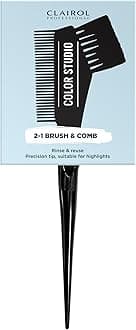 Clairol Professional Colour Studio Hair 2-1 Brush & Comb, Reusable, for At-home Hair Colour, Precision Tip, Suitable for Highlights