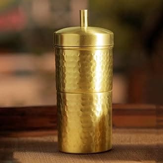 100% Pure Brass Filter Coffee Maker for Home & Office | South Indian Filter Coffee Maker | Drip Coffee Maker | Coffee Decoction Maker Filter Coffee Machine Brewer | Ideal for 2-3 people
