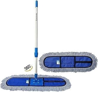 Plastic Wet and Dry Flat Floor Mop 24 Inch with 5 Feet Handle | Easy to Use Floor Cleaning Mop | Home | Office | Hotels | Hospitals | 5 Feet Handle (Set of 1) (24-Inch 1 Extra Pad)