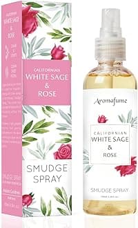 White Sage & Rose Smudge Spray by Aromafume | 100ml/3.3 oz | Mist for Cleansing Negative Energy & Protection | Non-Toxic | Room Spray for Spiritual Cleansing, Smokeless Sage Smudging