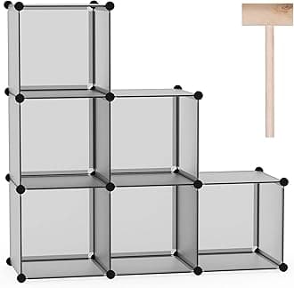 Cube Storage Organizer, 6-Cube Shelves Units, Closet Cabinet, DIY Plastic Modular Book Shelf, Ideal for Bedroom, Living Room, Office, 36.6" L x 12.4" W x 36.6" H Grey UPCS06G