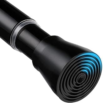 Black Shower Curtain Rod 45 To 77 Inch Tension Shower Rod For Bathroom 7/8" Adjustable Spring Curtain Rod No Drilling Spring Curtain Rod Black Tension Curtain Rods for Windows Doorway Closet