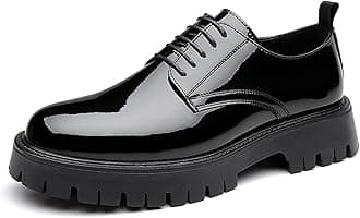 SYNTHESISMen Chunky Heels Lug Sole Oxford Shoes,Platform Dress Shoes for Men Black,Derby Shoes Men Chunky