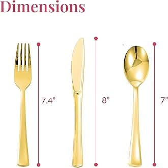 Prestee 400 Pieces Pre Rolled Gold Plastic Silverware Set for 100 Guests - Premium Disposable Silverware Set with Napkins - Wrapped Utensils with Forks, Knives, Spoons, Napkins for Weddings and Events