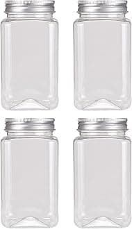 4Pcs Plastic Bottles Food Storage Bottles with Lid Bulk Beverage Containers for Storing Candy Beans Nut Transparent 360ML One Size