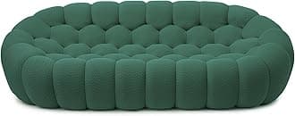 Bubble Couch, Modern 3-Seater Upholstered Mesh Fabric Round Floor Sofa, 3D Honeycomb Shape Bubble Sofa Curved Sofas for Living Room, Circle Boneless Couch, No-Assembly (Green, 98.43")
