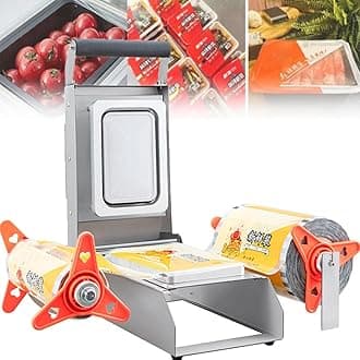 Food Tray Sealer Machine, Takeaway Box Hand Pressure Food Packaging Machine with Temperature Control - Commercial Stainless Steel Vegetables (18 * 13cm)
