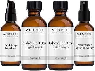 MedPeel Glycolic Acid Peel - Light Strength Chemical Peel Set - with Alpha & Beta Hydroxy Acid Face Peel for all Skin Tones - 10% Salicylic 30ml/1fl oz, 30% Glycolic