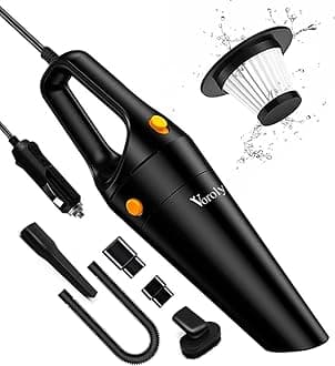 Voroly Car Vacuum Cleaner High Power 6Kpa 16 Ft 12v Auto Accessories Kit for Interior Detailing - Black