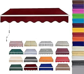 Retractable Patio Awning Replacement Fabric (Without Frame) Waterproof Shade Sun Shade Awning Cover Outdoor Patio Canopy Sunsetter Deck Awnings Polyester(F,(22.9x6.5ft) 7x2m)