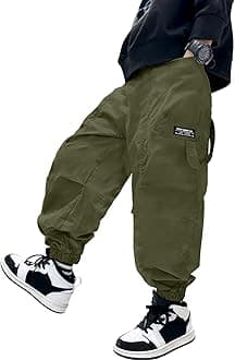 AOWKULAE Boys Casual Cargo Pants for Kids 5-14 Years