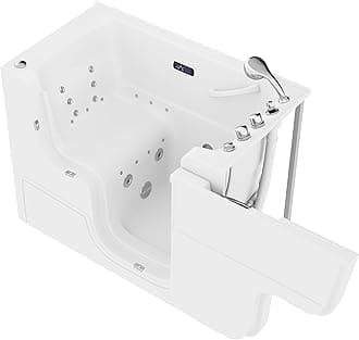 ANZZI Walk In Tub for Seniors 29 x 52 In Right Drain Wheelchair Accessible Bathtub Dual Therapy 12 Whirlpool Jets 18 Air Jets Inline Heater Quick Fill Faucet ADA Seat Acrylic White | 2953WCRWD