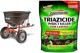 Agri-Fab 45-0463 130-Pound Tow Behind Broadcast Spreader & Spectracide Triazicide Insect Killer for Lawns Granules, 10 lb Bag, Kills All Listed Lawn-Damaging Insects
