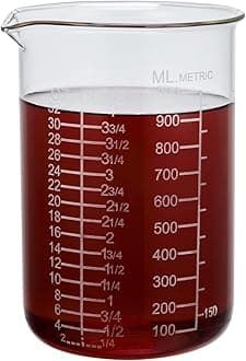 Ackers Etched Graduated Glass Measuring Cup - V-Shaped Spout- High Borosilicate Glass Measuring Cup for Kitchen or Dining, Easy to Read,1000 ML (32 Oz, 4 Cup)