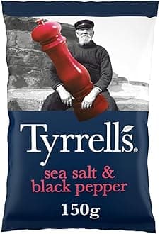 Crisps SEA SALT & BLACK PEPPER Sharing Crisps 150g Bag - Hand-cooked & spun for an exquisite fresh taste. No artificial flavour, colours or MSG