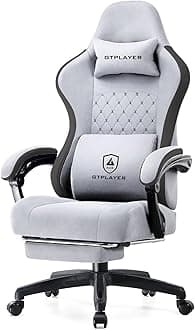GTPLAYER Gaming Chair, Computer Office Chair with Pocket Spring Cushion, Linkage Armrests and Footrest, High Back Ergonomic Computer Chair with Lumbar Support Task Chair with Footrest