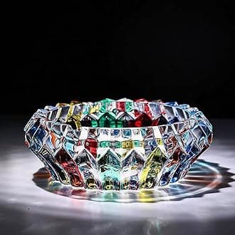 Colorful Crystal decorative bowl for kitchen and indoor,Home Office Tabletop Beautiful Decoration Craft-5.5 inch.