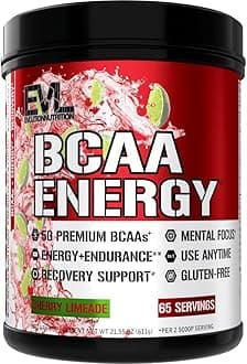 Evlution Nutrition BCAA Energy - High Performance, Energizing Amino Acid Supplement for Muscle Building, Recovery, and Endurance, Cherry Limeade (65 Servings)
