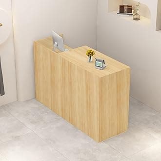 Reception Desk with Counter, L 35.4-74.8'' , Modern Front Desk Reception Counter, Solid wood ecological board, large storage space,with Storage Drawers, front office desk for Salon, Office, Lobby