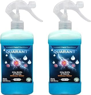 QUARANT 80% Alcohol Based Instant Hand Sanitizer Trigger Spray, Kills 99.9% Germs, WHO Recommended Formula & FDA Approved, 500 ml (Pack of 2 Bottles)