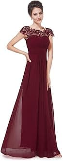 Ever-PrettyEver Pretty Women's Cap Sleeve Lace Neckline Ruched Bust Evening Gown 09993