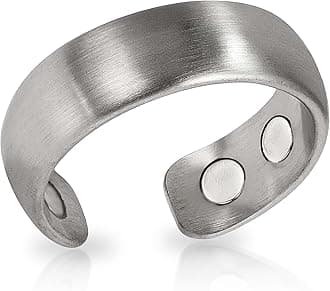 MagnetRX® Magnetic Ring - Elegant Stainless Steel Ring - Magnet Rings for Men (Brushed Silver | Size: 6)