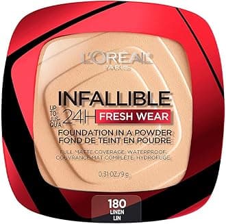L'Oreal Paris Makeup Infallible Fresh Wear Foundation in a Powder, Up to 24H Wear, Waterproof, Linen, 0.31 oz.