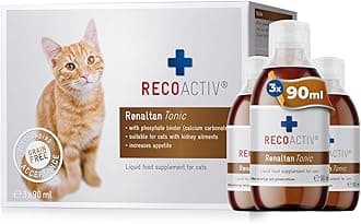 Renaltan Tonic for cats, 3 x 90 ml, dietary supplement with phosphate binder to reduce the phosphate content of food for animals with renal insufficiency or CRI