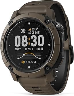 NOMAD Outdoor GPS Smartwatch, 1.3" MIP Touchscreen, Global maps with Turn-by-Turn Navigation, 22 Days Battery Life, Microphone Records Voice Notes, Real-time Weather, and Safety alerts (Brown)