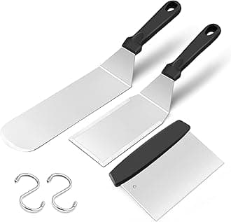 Joyfair Griddle Spatula Set, Stainless Steel BBQ Spatula Set of 3, Burger Turner/Griddle Accessories/Pancake Flipper Great for Cast Iron BBQ Grill Flat Top, Commercial Grade & Easy Clean
