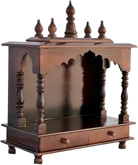 Wooden Temple/Home Temple Pooja Mandir Pooja Mandap Temple for Home, 21 Inch