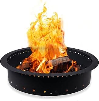 Fire Pit Ring 24 inch Outer/18 inch Inner - Heavy Duty Metal Smokeless Round Fire Pit Insert Liner for Outdoor - (24x18x10 Inch) - Utility Patent Pending
