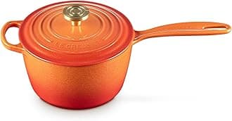 Le Creuset Enameled Cast Iron Signature Round Saucepan, 2.25 qt., Flamme Doree with Crucible Knob
