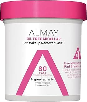 Almay Makeup Remover Pads by, Biodegradable Oil Free Micellar, Hypoallergenic, Cruelty Free, Fragrance Free Cleansing Wipes, 80 Pads (Pack of 1)