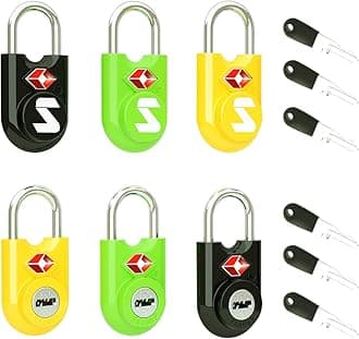 Sure Lock TSA Approved Luggage Locks Mini Size Lock with Keys for Travel, Zinc Alloy Body with Steel Shackle, Key Alike, Key Alike in The Same Package