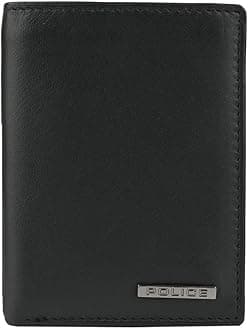 Police Men's Genuine Leather Slim Vertical Wallet with Credit Card Holder and Gift Box