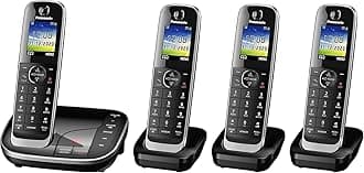 KX-TGJ324EB Landline Phone Cordless, House phones, Nuisance Call Blocker, Answer machine, Colour Display, Quad Handset - Black