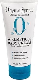 Scrumptious Baby Cream for Sensitive Skin & Diaper Rash, Gentle Non-Greasy Baby Lotion with Zinc Oxide & Calendula, Moisturizing Face & Body Cream, 4 fl oz