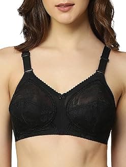 International Women's Synthetic Non Padded Wire Free Full-Coverage Bra (20I319 04 E 38/85_Black_38E)