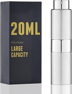 Perfume Travel Refillable Atomizer Bottle: Cologne Spray Mini for Refill - Empty Fragrance Sprayer for Men - Large Size 20ML Silver